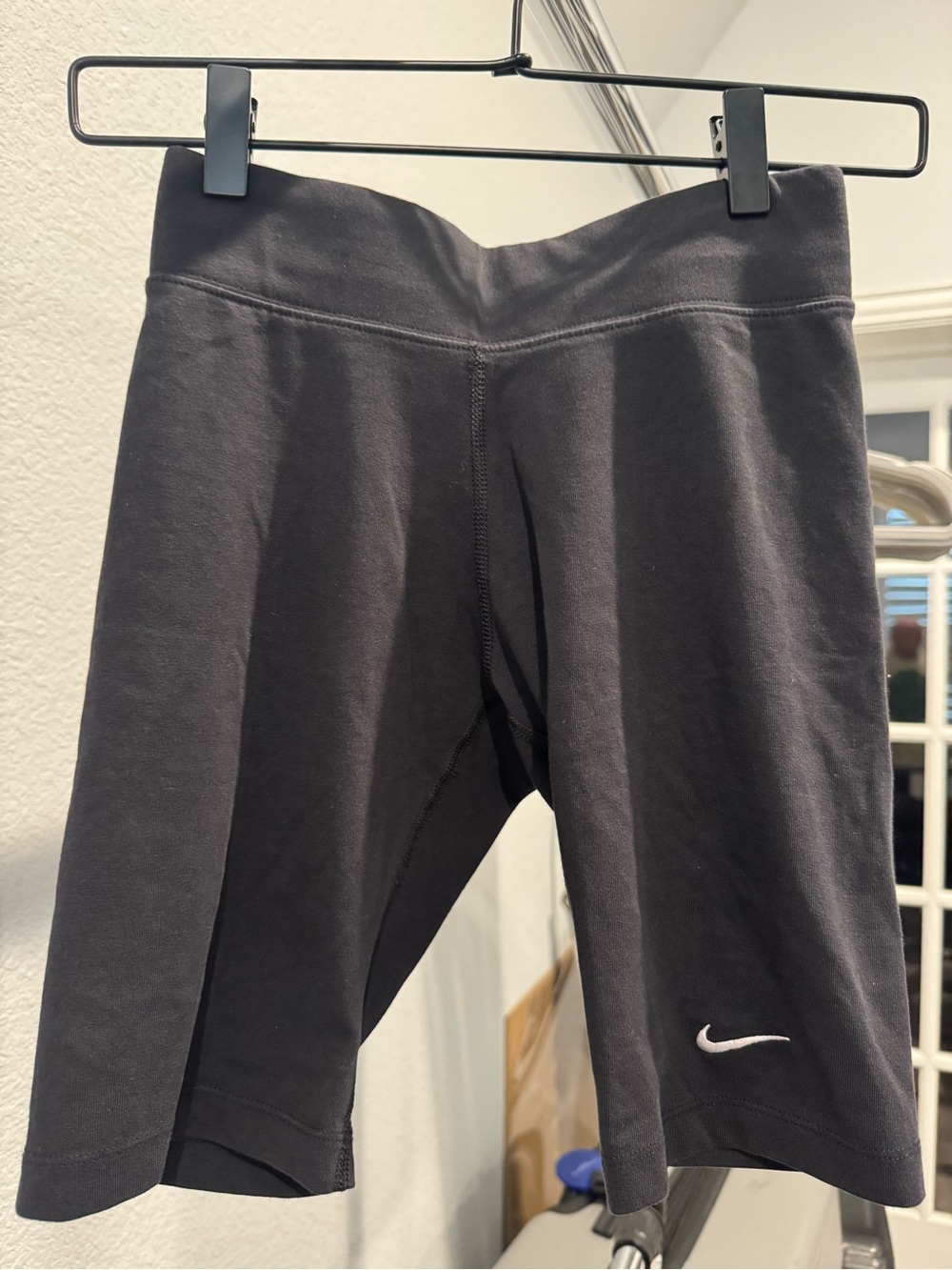 Nike Girls' Black Athletic Bike Shorts with White Swoosh